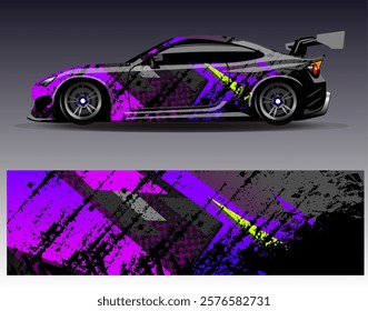 Car wrap design vector. Graphic abstract stripe racing background designs for vehicle, rally, race, adventure and car racing livery