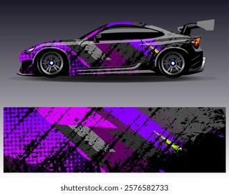 Car wrap design vector. Graphic abstract stripe racing background designs for vehicle, rally, race, adventure and car racing livery