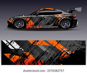 Car wrap design vector. Graphic abstract stripe racing background designs for vehicle, rally, race, adventure and car racing livery