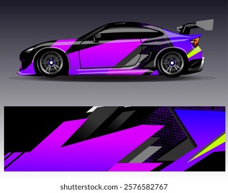 Car wrap design vector. Graphic abstract stripe racing background designs for vehicle, rally, race, adventure and car racing livery