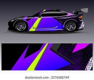 Car wrap design vector. Graphic abstract stripe racing background designs for vehicle, rally, race, adventure and car racing livery