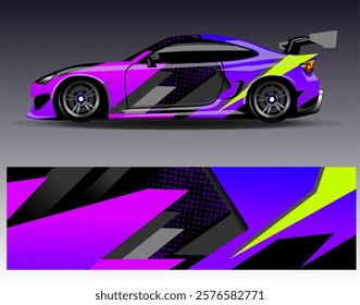 Car wrap design vector. Graphic abstract stripe racing background designs for vehicle, rally, race, adventure and car racing livery