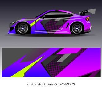 Car wrap design vector. Graphic abstract stripe racing background designs for vehicle, rally, race, adventure and car racing livery