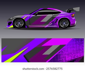 Car wrap design vector. Graphic abstract stripe racing background designs for vehicle, rally, race, adventure and car racing livery