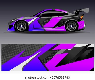 Car wrap design vector. Graphic abstract stripe racing background designs for vehicle, rally, race, adventure and car racing livery