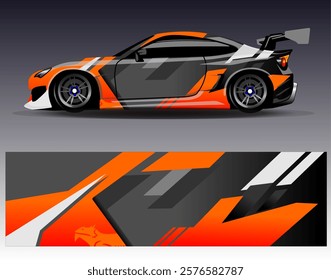 Car wrap design vector. Graphic abstract stripe racing background designs for vehicle, rally, race, adventure and car racing livery