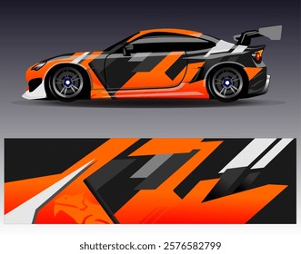 Car wrap design vector. Graphic abstract stripe racing background designs for vehicle, rally, race, adventure and car racing livery