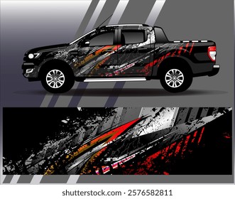 Car wrap design vector. Graphic abstract stripe racing background designs for vehicle, rally, race, adventure and car racing livery