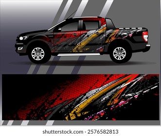 Car wrap design vector. Graphic abstract stripe racing background designs for vehicle, rally, race, adventure and car racing livery