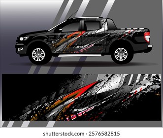 Car wrap design vector. Graphic abstract stripe racing background designs for vehicle, rally, race, adventure and car racing livery