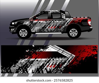 Car wrap design vector. Graphic abstract stripe racing background designs for vehicle, rally, race, adventure and car racing livery