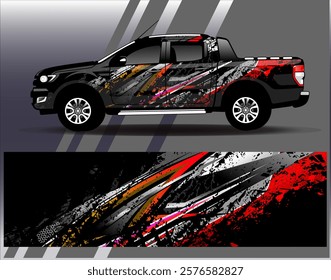 Car wrap design vector. Graphic abstract stripe racing background designs for vehicle, rally, race, adventure and car racing livery