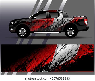 Car wrap design vector. Graphic abstract stripe racing background designs for vehicle, rally, race, adventure and car racing livery