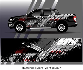 Car wrap design vector. Graphic abstract stripe racing background designs for vehicle, rally, race, adventure and car racing livery