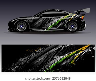 Car wrap design vector. Graphic abstract stripe racing background designs for vehicle, rally, race, adventure and car racing livery