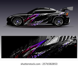 Car wrap design vector. Graphic abstract stripe racing background designs for vehicle, rally, race, adventure and car racing livery