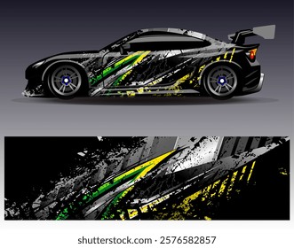 Car wrap design vector. Graphic abstract stripe racing background designs for vehicle, rally, race, adventure and car racing livery