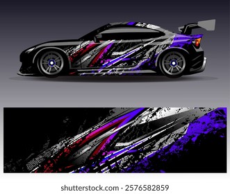 Car wrap design vector. Graphic abstract stripe racing background designs for vehicle, rally, race, adventure and car racing livery