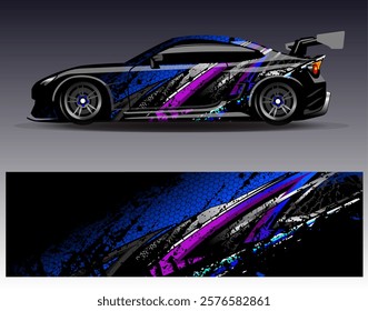 Car wrap design vector. Graphic abstract stripe racing background designs for vehicle, rally, race, adventure and car racing livery