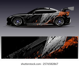 Car wrap design vector. Graphic abstract stripe racing background designs for vehicle, rally, race, adventure and car racing livery