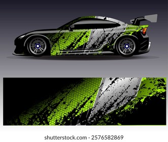 Car wrap design vector. Graphic abstract stripe racing background designs for vehicle, rally, race, adventure and car racing livery