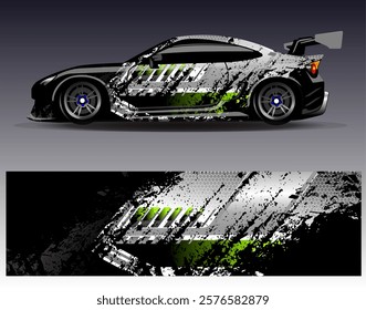 Car wrap design vector. Graphic abstract stripe racing background designs for vehicle, rally, race, adventure and car racing livery