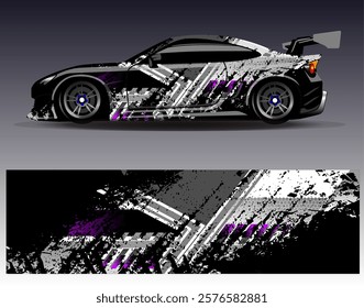 Car wrap design vector. Graphic abstract stripe racing background designs for vehicle, rally, race, adventure and car racing livery