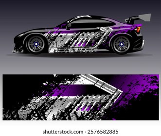 Car wrap design vector. Graphic abstract stripe racing background designs for vehicle, rally, race, adventure and car racing livery