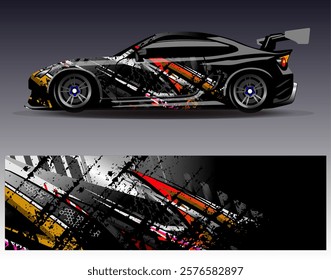 Car wrap design vector. Graphic abstract stripe racing background designs for vehicle, rally, race, adventure and car racing livery