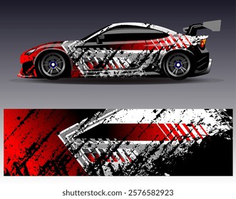 Car wrap design vector. Graphic abstract stripe racing background designs for vehicle, rally, race, adventure and car racing livery