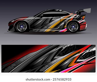 Car wrap design vector. Graphic abstract stripe racing background designs for vehicle, rally, race, adventure and car racing livery