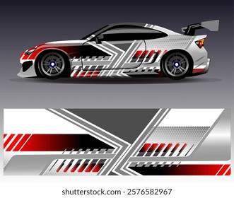 Car wrap design vector. Graphic abstract stripe racing background designs for vehicle, rally, race, adventure and car racing livery