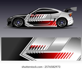 Car wrap design vector. Graphic abstract stripe racing background designs for vehicle, rally, race, adventure and car racing livery