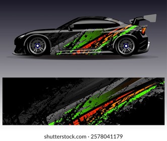 Car wrap design vector. Graphic abstract stripe racing background designs for vehicle, rally, race