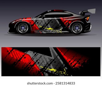 Car wrap design vector. Graphic abstract stripe racing background designs for vehicle, rally, race