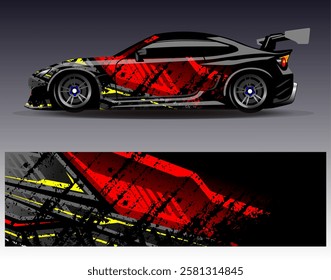 Car wrap design vector. Graphic abstract stripe racing background designs for vehicle, rally, race