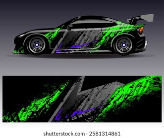 Car wrap design vector. Graphic abstract stripe racing background designs for vehicle, rally, race