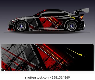 Car wrap design vector. Graphic abstract stripe racing background designs for vehicle, rally, race