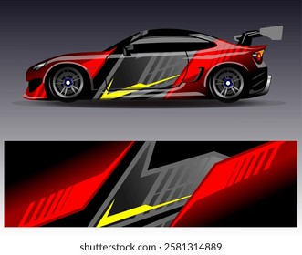 Car wrap design vector. Graphic abstract stripe racing background designs for vehicle, rally, race