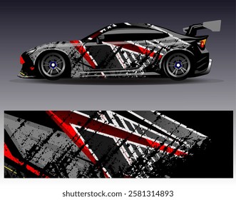 Car wrap design vector. Graphic abstract stripe racing background designs for vehicle, rally, race