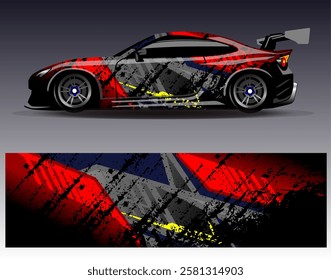 Car wrap design vector. Graphic abstract stripe racing background designs for vehicle, rally, race