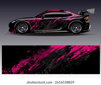 Car wrap design vector. Graphic abstract stripe racing background designs for vehicle, rally, race, adventure and car racing livery