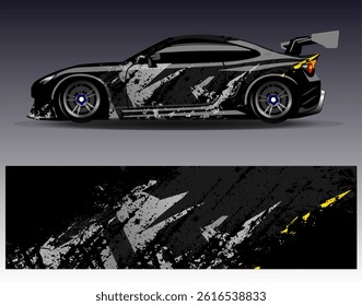 Car wrap design vector. Graphic abstract stripe racing background designs for vehicle, rally, race, adventure and car racing livery