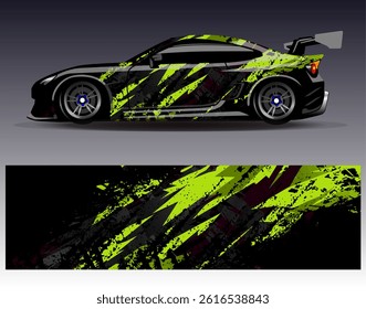 Car wrap design vector. Graphic abstract stripe racing background designs for vehicle, rally, race, adventure and car racing livery