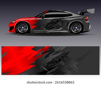 Car wrap design vector. Graphic abstract stripe racing background designs for vehicle, rally, race, adventure and car racing livery