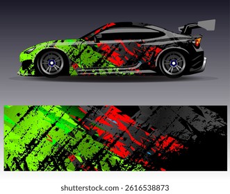 Car wrap design vector. Graphic abstract stripe racing background designs for vehicle, rally, race, adventure and car racing livery