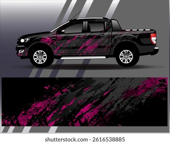 Car wrap design vector. Graphic abstract stripe racing background designs for vehicle, rally, race, adventure and car racing livery