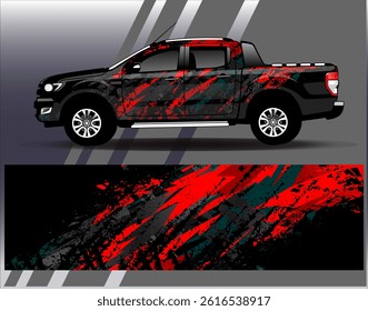 Car wrap design vector. Graphic abstract stripe racing background designs for vehicle, rally, race, adventure and car racing livery