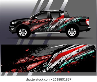 Vetor de design de envoltório de carro. Gráfico abstrato stripe projetos de fundo de corrida para veículo, rali, corrida, aventura e carro de corrida de livery