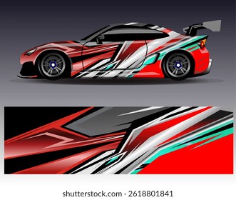 Car wrap design vector. Graphic abstract stripe racing background designs for vehicle, rally, race, adventure and car racing livery